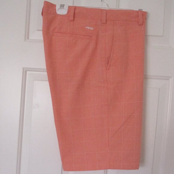 PING Mens Flat Front Tangerine Orange Golf Short Pant NWOT - Size 34W - Picture 1 of 3